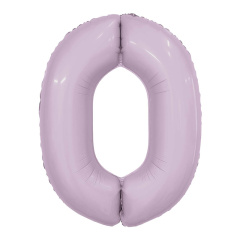 Шар (40''/102 см) Цифра 0, Slim, Орхидея, 1 шт. в уп.