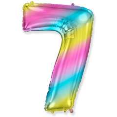 Ф Шар (40''/102 см) Цифра 7, Радуга, Градиент, 1 шт. в уп.